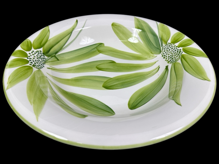 Italian Hand Decorated JRM Ceramic Palm Garden Serve Bowl 14W [Photo 1]