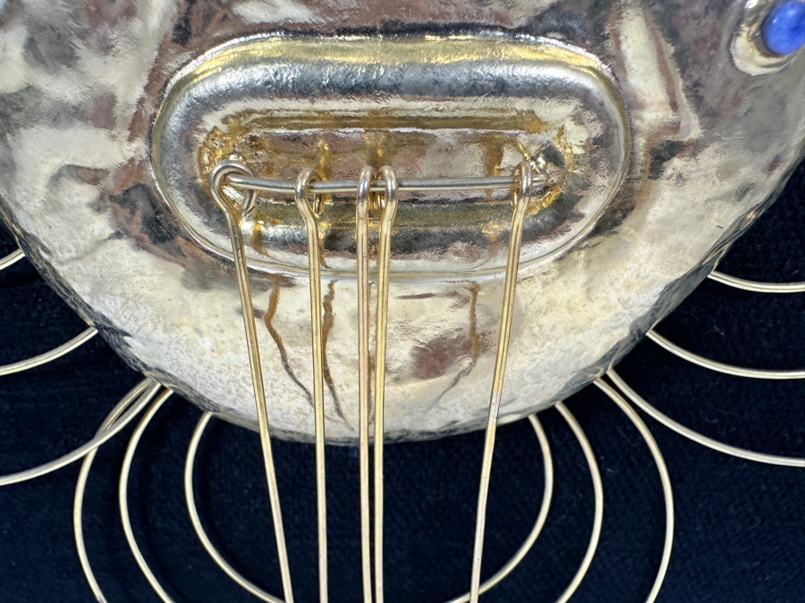 Reproduction Pre-Columbian Gold Tribal Mask With Semi-Precious Stones 18 X 19 [Photo 7]