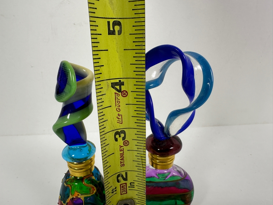 Pair Of Italian Murano Glass Perfume Bottles 4.5H [Photo 6]