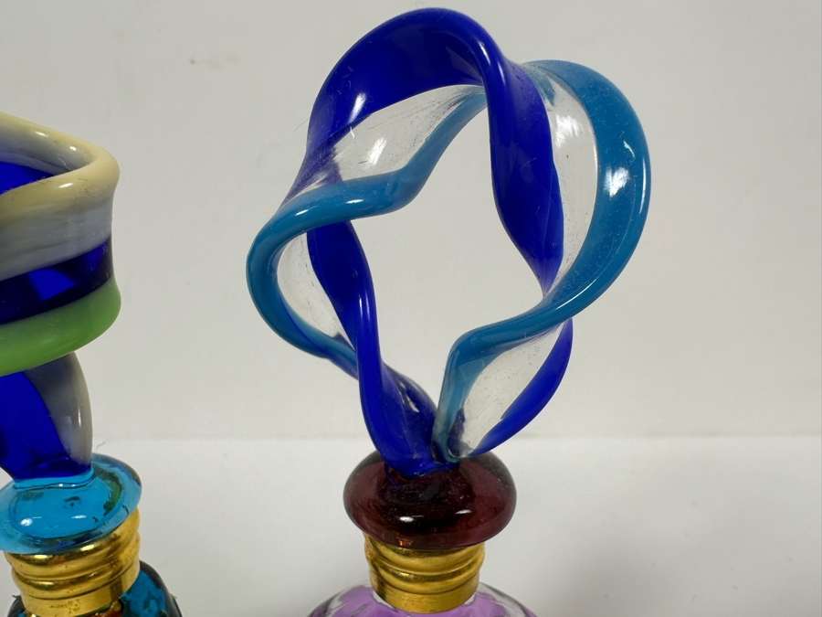 Pair Of Italian Murano Glass Perfume Bottles 4.5H [Photo 4]