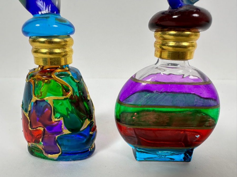 Pair Of Italian Murano Glass Perfume Bottles 4.5H [Photo 5]