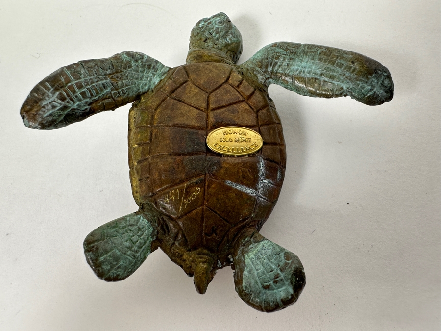 Limited Edition Solid Bronze Sea Turtle Signed JK Honor Excellence Numbered 441 Of 3,000 3L [Photo 7]