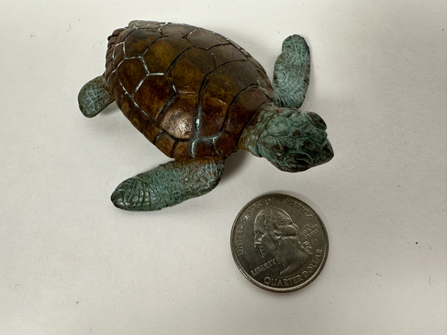 Limited Edition Solid Bronze Sea Turtle Signed JK Honor Excellence Numbered 441 Of 3,000 3L [Photo 11]