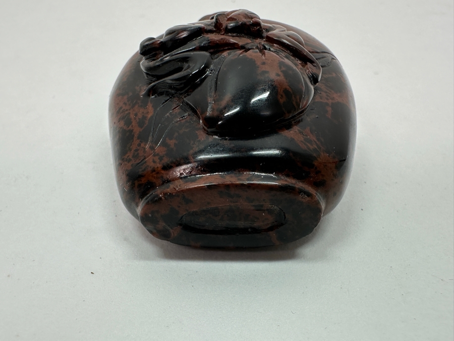 Vintage Chinese Hand Carved Stone Snuff Bottle With Peach Motif 2.5H [Photo 9]
