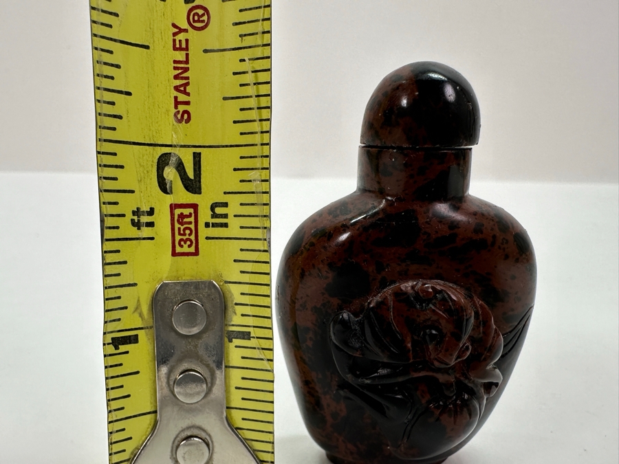 Vintage Chinese Hand Carved Stone Snuff Bottle With Peach Motif 2.5H [Photo 12]