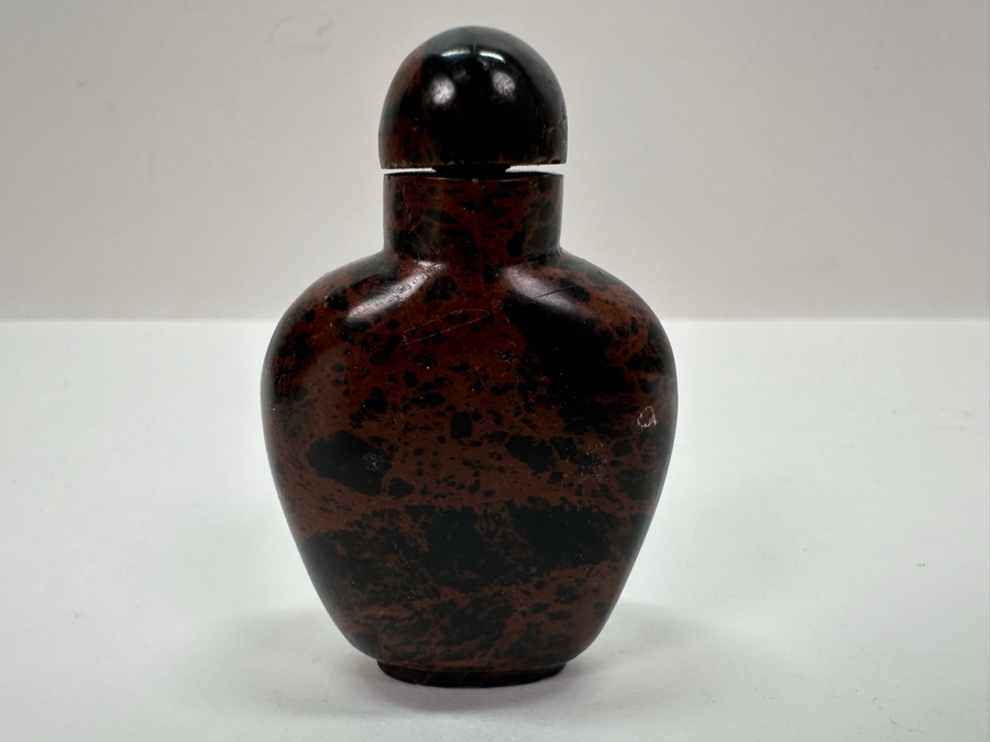 Vintage Chinese Hand Carved Stone Snuff Bottle With Peach Motif 2.5H [Photo 6]