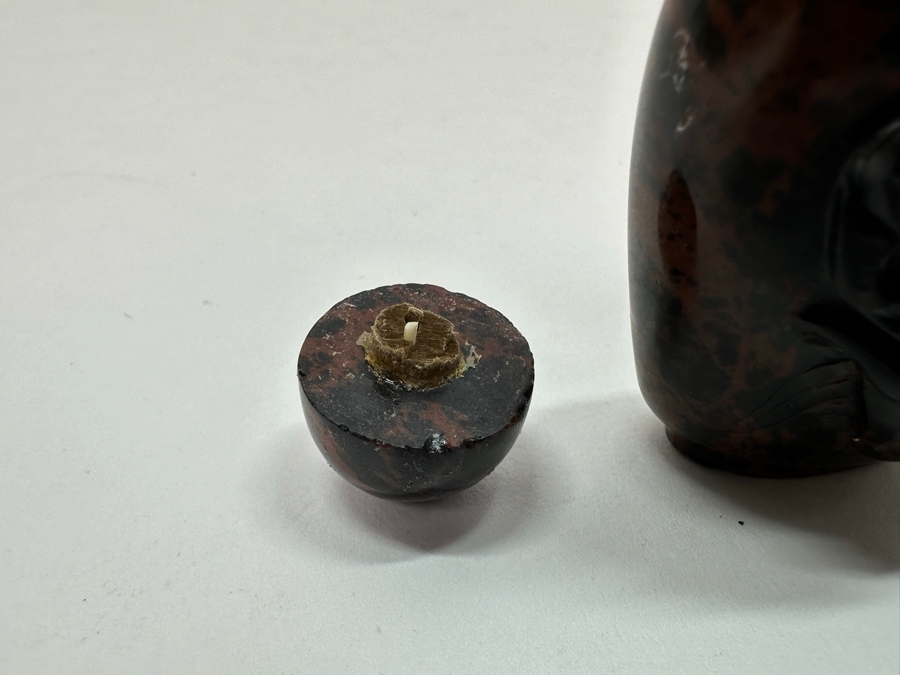 Vintage Chinese Hand Carved Stone Snuff Bottle With Peach Motif 2.5H [Photo 11]