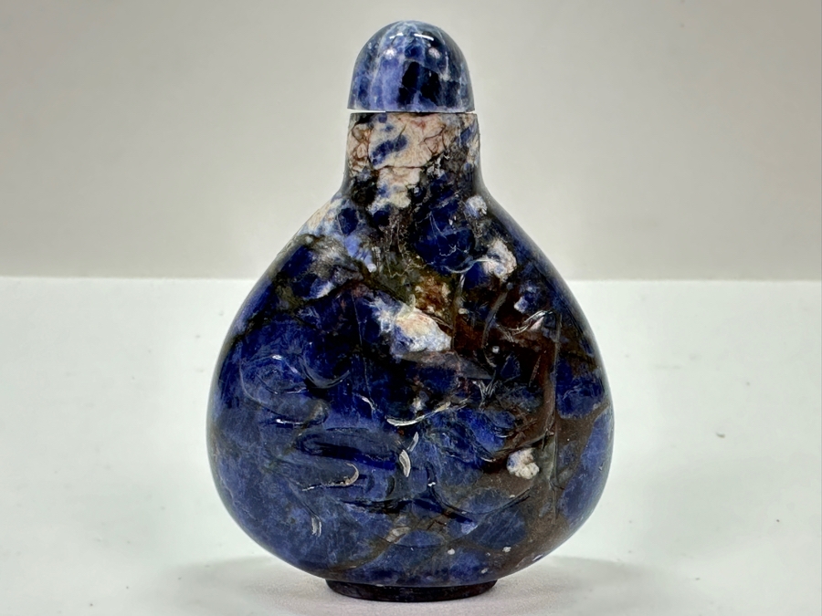 Vintage Chinese Carved Lapis Lazuli Snuff Bottle 2.5H [Photo 8]