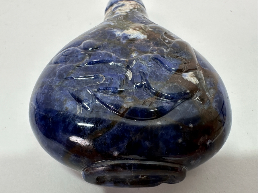 Vintage Chinese Carved Lapis Lazuli Snuff Bottle 2.5H [Photo 3]