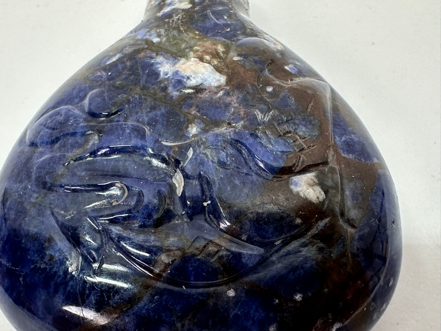 Vintage Chinese Carved Lapis Lazuli Snuff Bottle 2.5H [Photo 4]