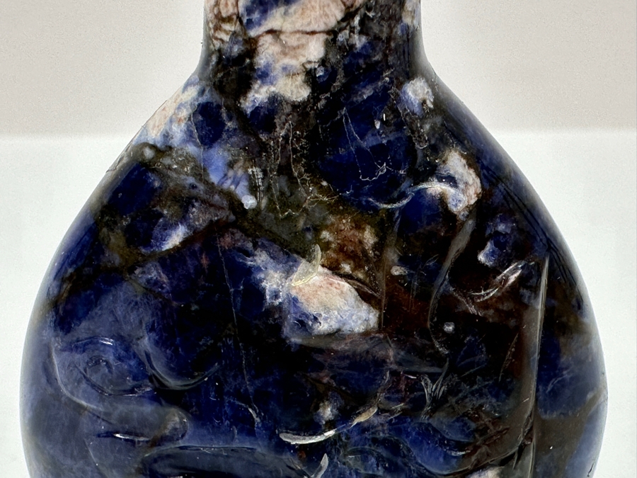 Vintage Chinese Carved Lapis Lazuli Snuff Bottle 2.5H [Photo 10]