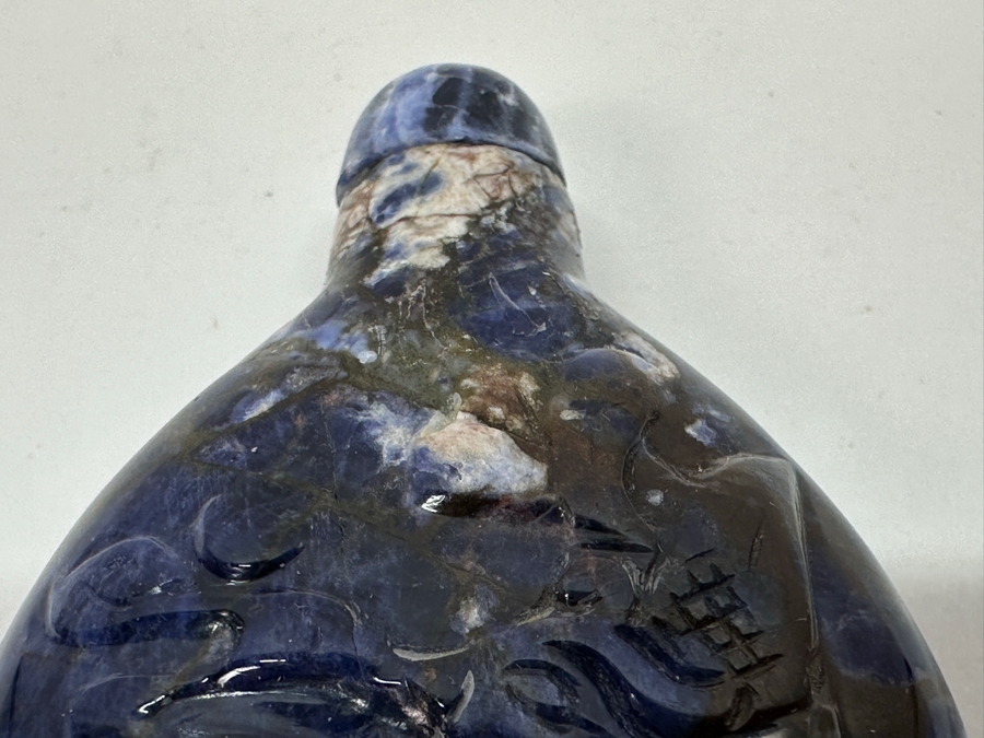 Vintage Chinese Carved Lapis Lazuli Snuff Bottle 2.5H [Photo 5]