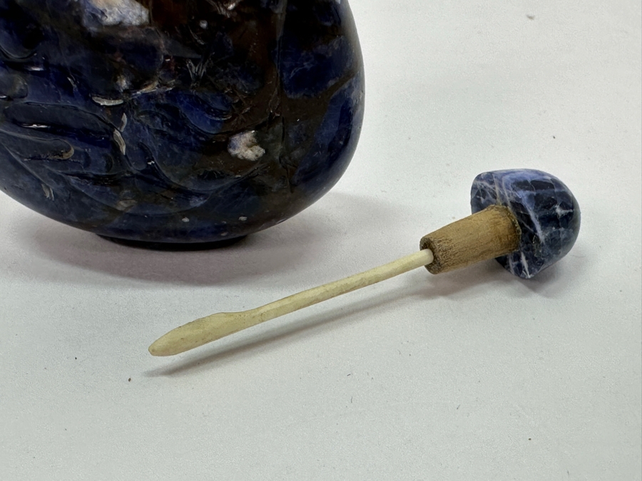 Vintage Chinese Carved Lapis Lazuli Snuff Bottle 2.5H [Photo 12]