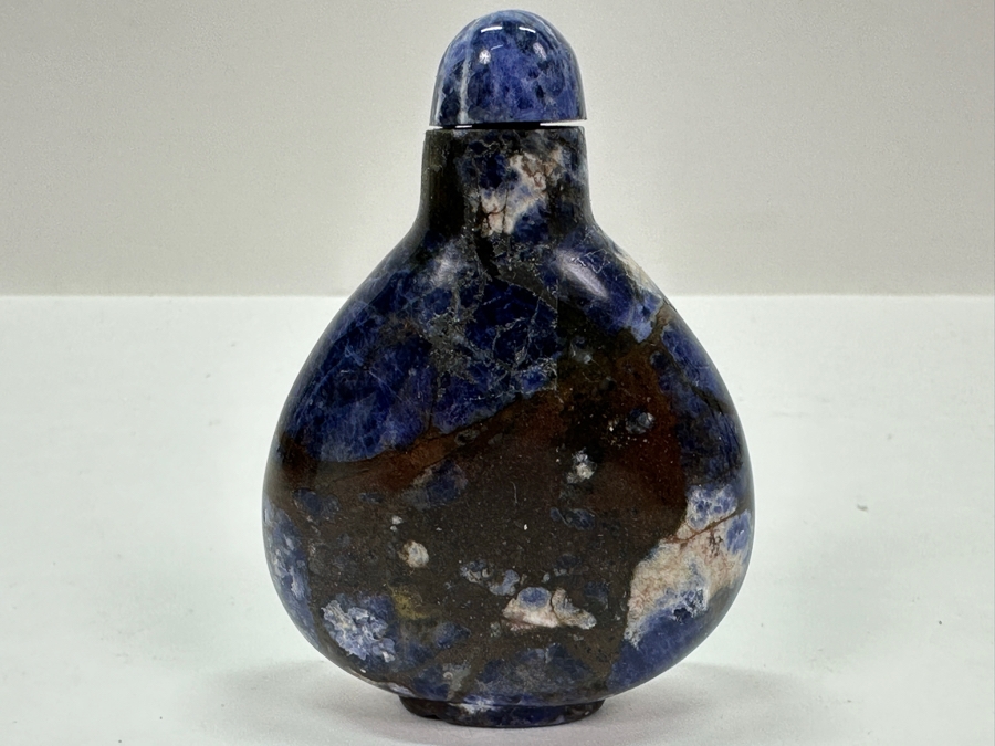 Vintage Chinese Carved Lapis Lazuli Snuff Bottle 2.5H [Photo 7]
