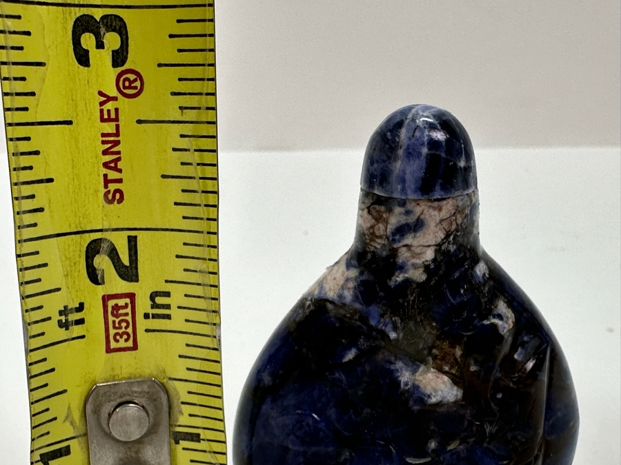Vintage Chinese Carved Lapis Lazuli Snuff Bottle 2.5H [Photo 14]