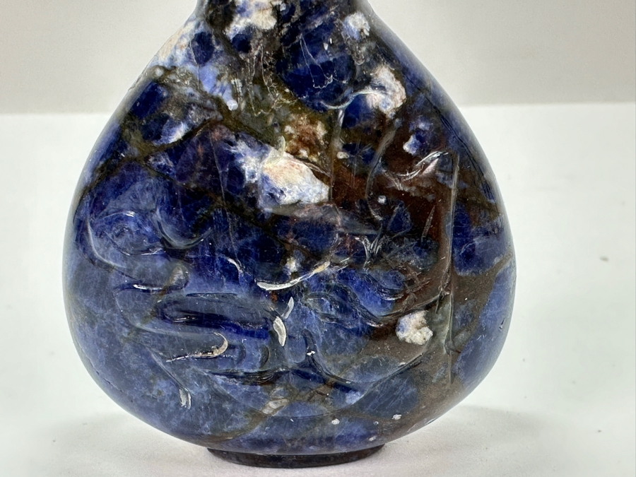 Vintage Chinese Carved Lapis Lazuli Snuff Bottle 2.5H [Photo 9]