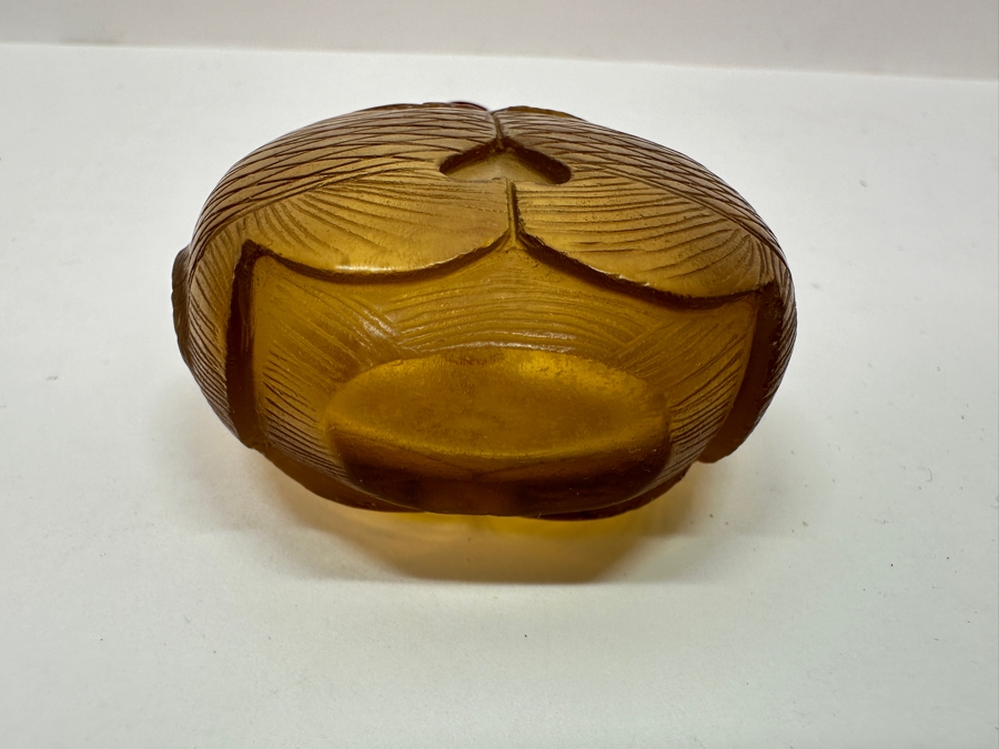 Vintage Chinese Yellow Glass Snuff Bottle 3'H [Photo 8]