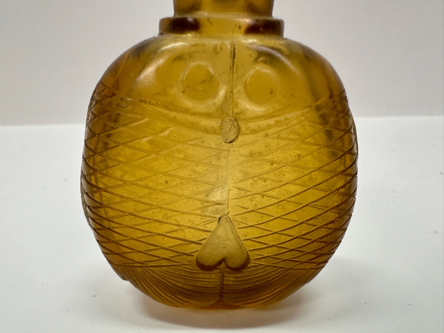 Vintage Chinese Yellow Glass Snuff Bottle 3'H [Photo 3]