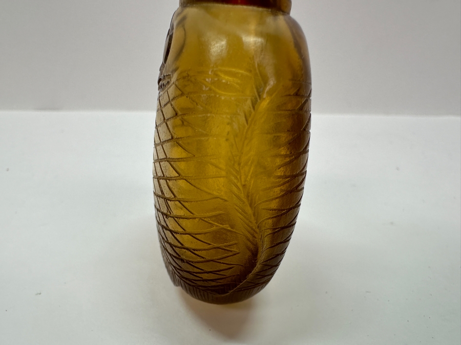 Vintage Chinese Yellow Glass Snuff Bottle 3'H [Photo 5]