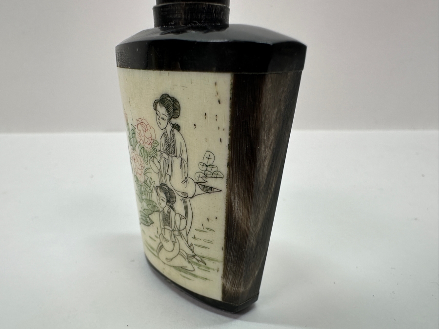 Vintage Chinese Hand Carved Bone Perfume Bottle 2.75'H [Photo 5]