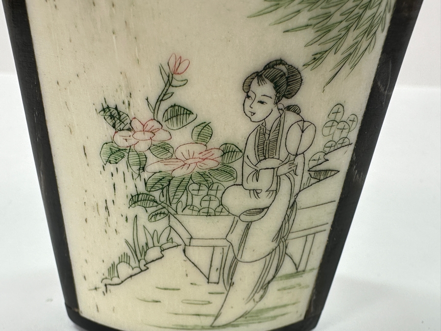 Vintage Chinese Hand Carved Bone Perfume Bottle 2.75'H [Photo 7]