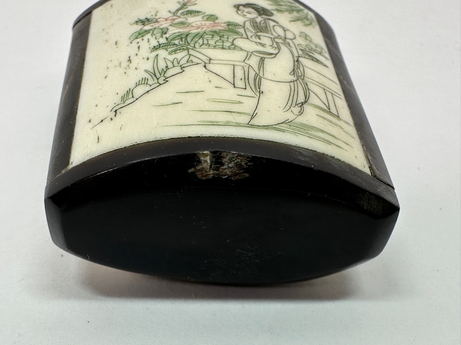 Vintage Chinese Hand Carved Bone Perfume Bottle 2.75'H [Photo 9]