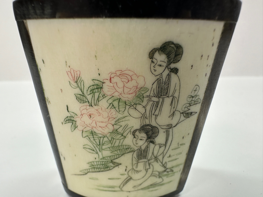 Vintage Chinese Hand Carved Bone Perfume Bottle 2.75'H [Photo 4]