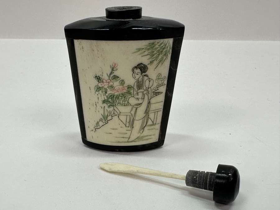 Vintage Chinese Hand Carved Bone Perfume Bottle 2.75'H [Photo 10]