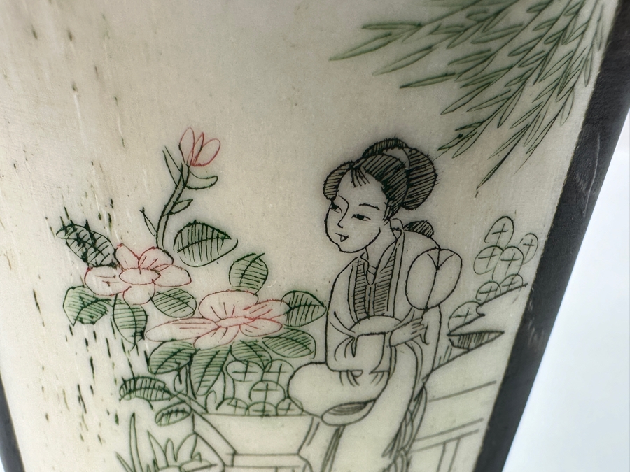 Vintage Chinese Hand Carved Bone Perfume Bottle 2.75'H [Photo 8]