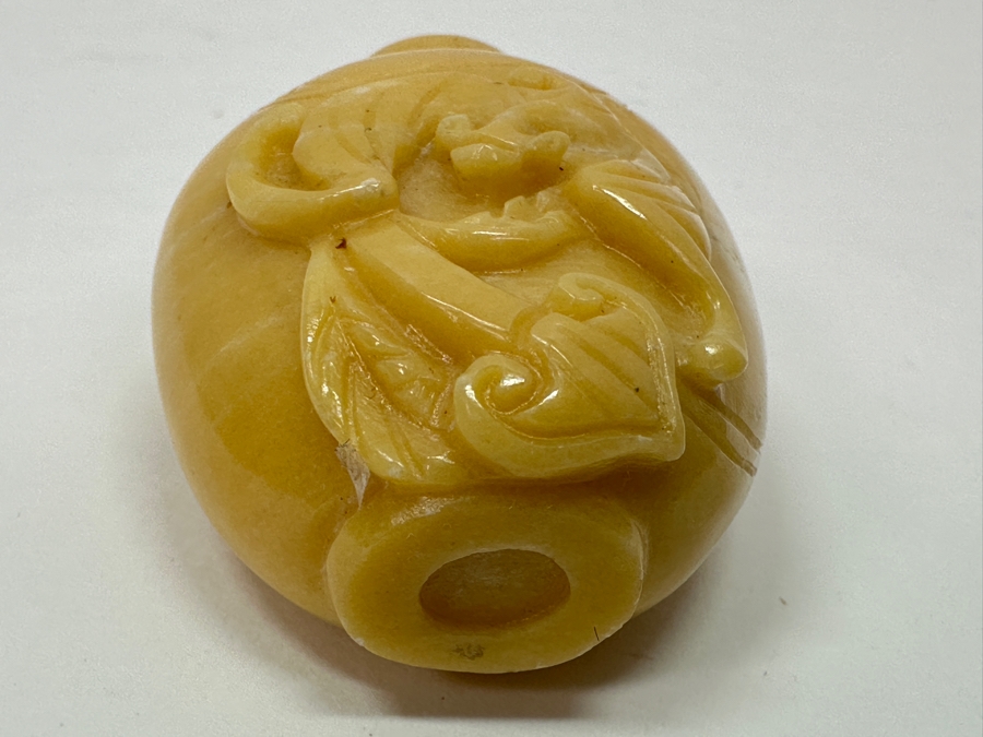 Vintage Chinese Carved Yellow Stone Snuff Bottle 2 3/8'H [Photo 7]