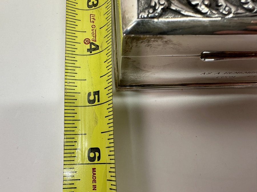 Stunning Vintage Repousse Sterling Silver Box From Thailand Thainakon Presented To Mr. Chi Owyang April 1963 7.75W X 4.75D X 2H 648g [Photo 22]