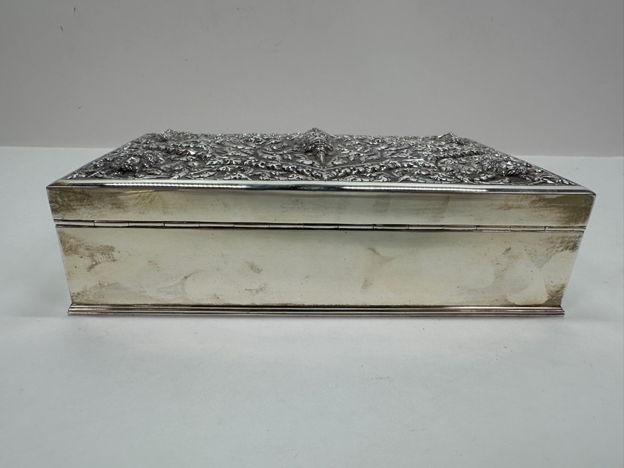 Stunning Vintage Repousse Sterling Silver Box From Thailand Thainakon Presented To Mr. Chi Owyang April 1963 7.75W X 4.75D X 2H 648g [Photo 13]