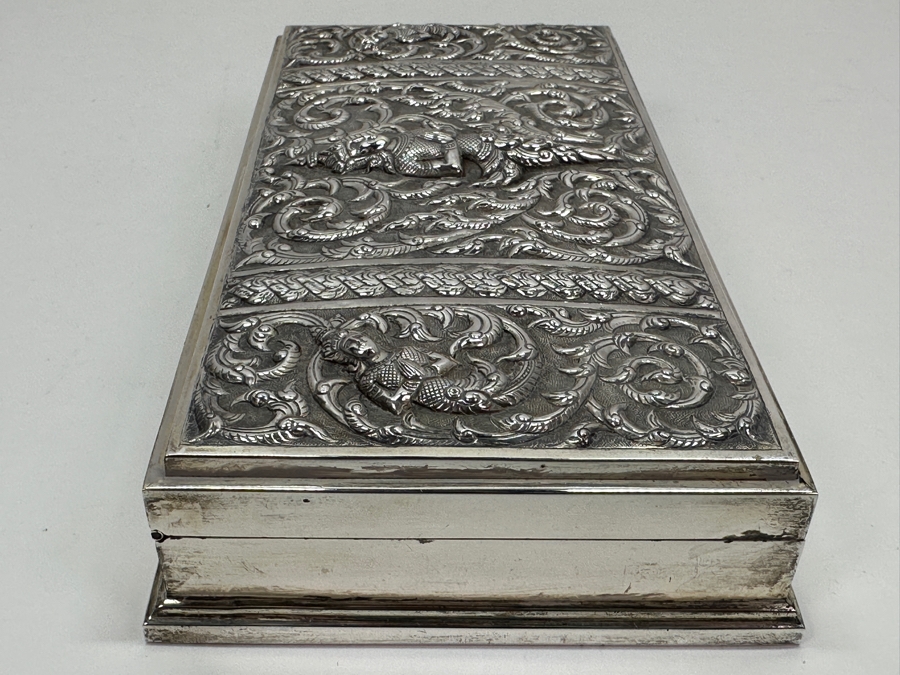 Stunning Vintage Repousse Sterling Silver Box From Thailand 8.25W X 4.25D X 1.75H 523g [Photo 9]