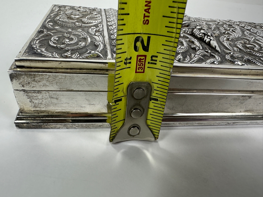 Stunning Vintage Repousse Sterling Silver Box From Thailand 8.25W X 4.25D X 1.75H 523g [Photo 18]
