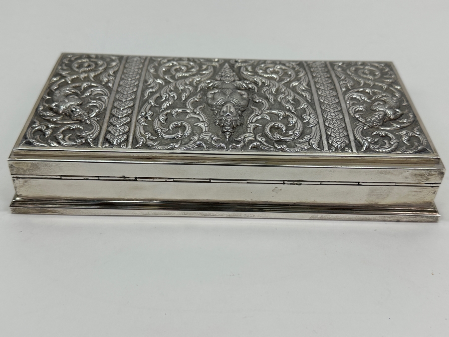 Stunning Vintage Repousse Sterling Silver Box From Thailand 8.25W X 4.25D X 1.75H 523g [Photo 10]