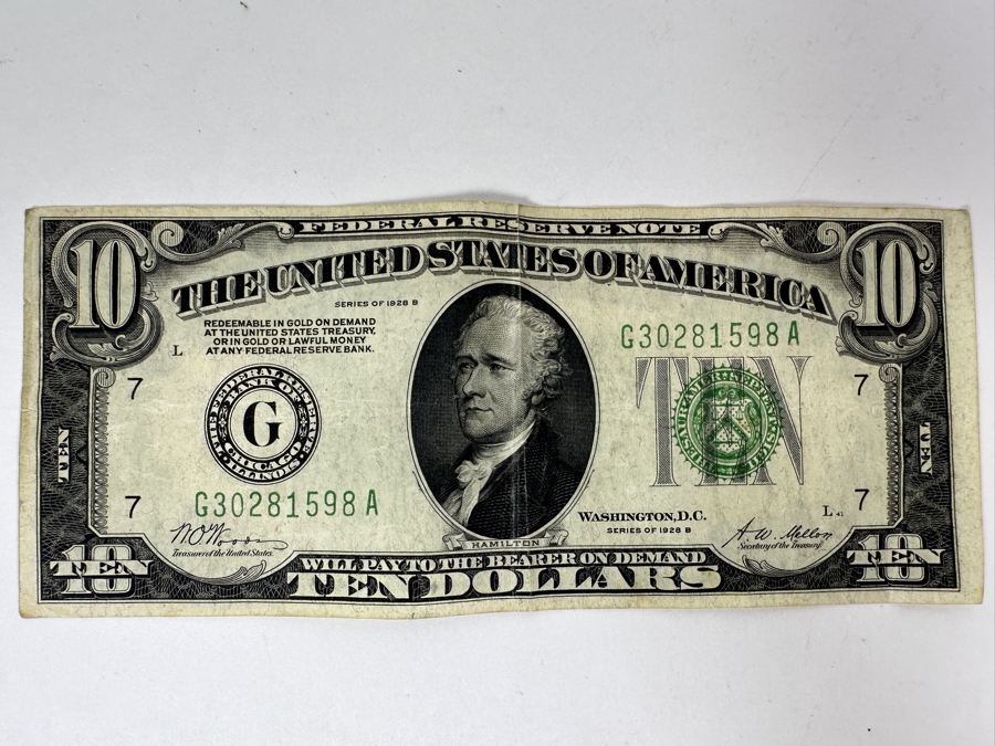 Just Added - $10 1928 B U.S. Federal Reserve Note With Redeemable In Gold On Demand At US Treasury Clause [Photo 2]