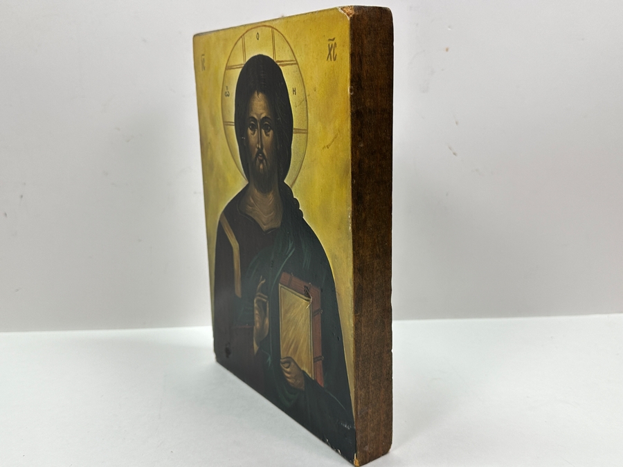 Just Added - Gene Basin (Russian/American) Original Icon Painting Of Jesus On Board 7W X 10H X 1.25D [Photo 7]