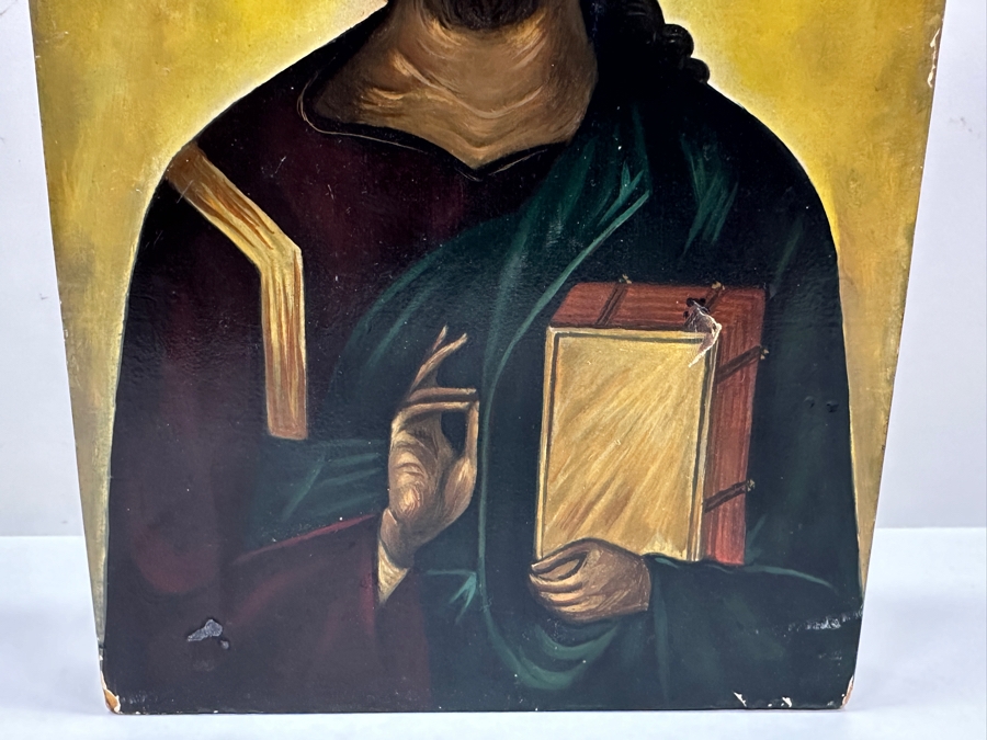 Just Added - Gene Basin (Russian/American) Original Icon Painting Of Jesus On Board 7W X 10H X 1.25D [Photo 4]