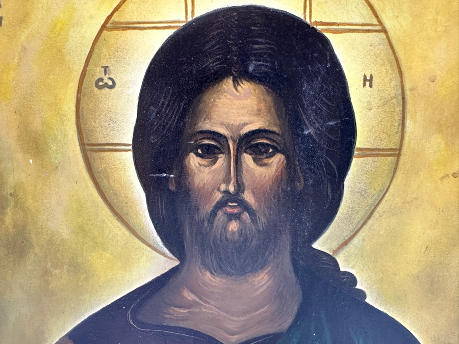 Just Added - Gene Basin (Russian/American) Original Icon Painting Of Jesus On Board 7W X 10H X 1.25D [Photo 3]
