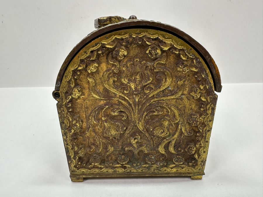 Just Added - Erhard & Sohne Art Nouveau Jugendstil Design Schatulle Casket Box Solid Brass With Velvet Lining And Key 7W X 4D X 4H [Photo 4]