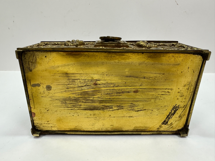 Just Added - Erhard & Sohne Art Nouveau Jugendstil Design Schatulle Casket Box Solid Brass With Velvet Lining And Key 7W X 4D X 4H [Photo 8]