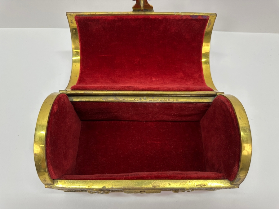 Just Added - Erhard & Sohne Art Nouveau Jugendstil Design Schatulle Casket Box Solid Brass With Velvet Lining And Key 7W X 4D X 4H [Photo 5]