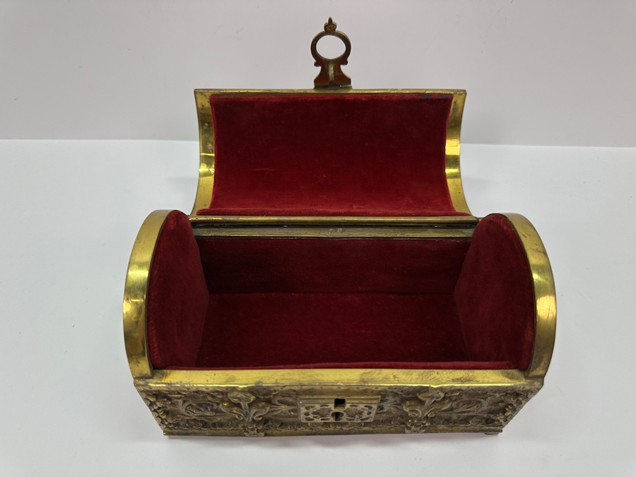 Just Added - Erhard & Sohne Art Nouveau Jugendstil Design Schatulle Casket Box Solid Brass With Velvet Lining And Key 7W X 4D X 4H [Photo 6]