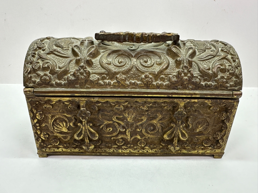 Just Added - Erhard & Sohne Art Nouveau Jugendstil Design Schatulle Casket Box Solid Brass With Velvet Lining And Key 7W X 4D X 4H [Photo 7]