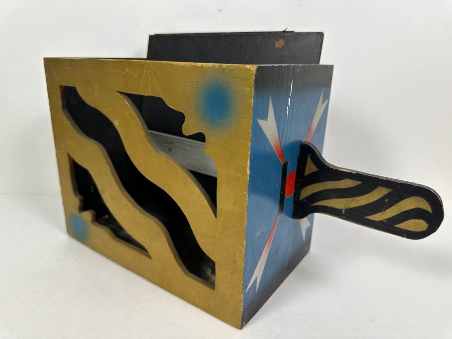 Just Added - Vintage Wooden Hand Painted Dagger Chest Magician's Prop Magic Trick Dagger Livestock Vanish 10W X 6D X 8.5H Wooden Sword Is 16L [Photo 5]