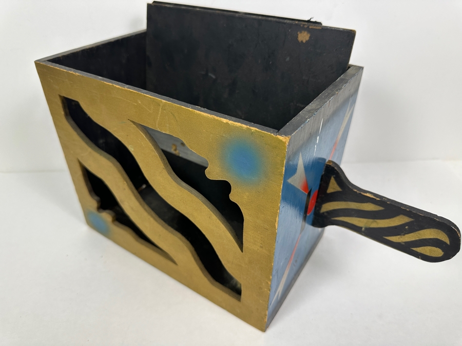 Just Added - Vintage Wooden Hand Painted Dagger Chest Magician's Prop Magic Trick Dagger Livestock Vanish 10W X 6D X 8.5H Wooden Sword Is 16L [Photo 7]