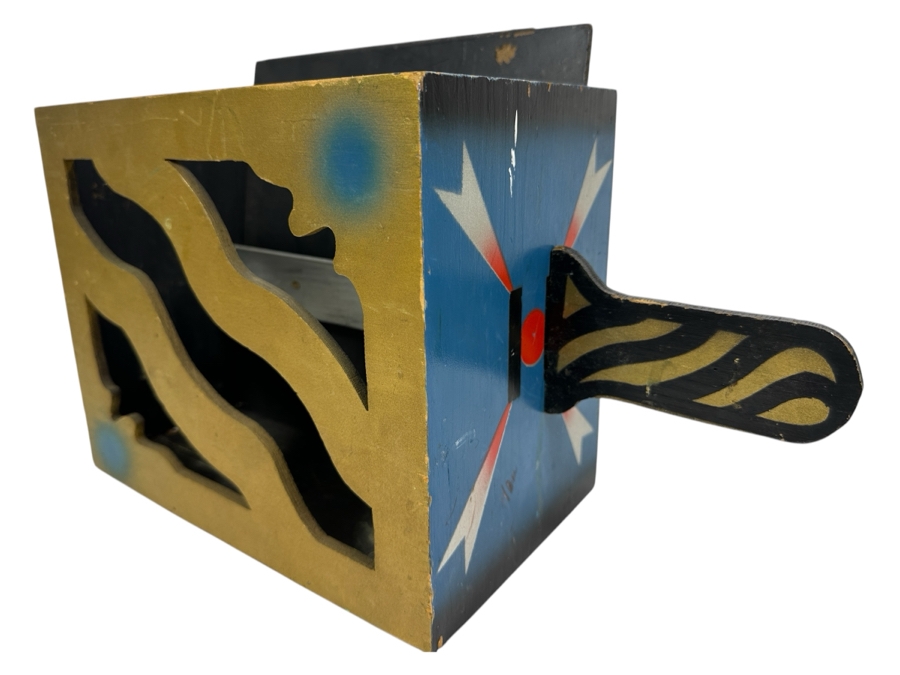 Just Added - Vintage Wooden Hand Painted Dagger Chest Magician's Prop Magic Trick Dagger Livestock Vanish 10W X 6D X 8.5H Wooden Sword Is 16L [Photo 1]
