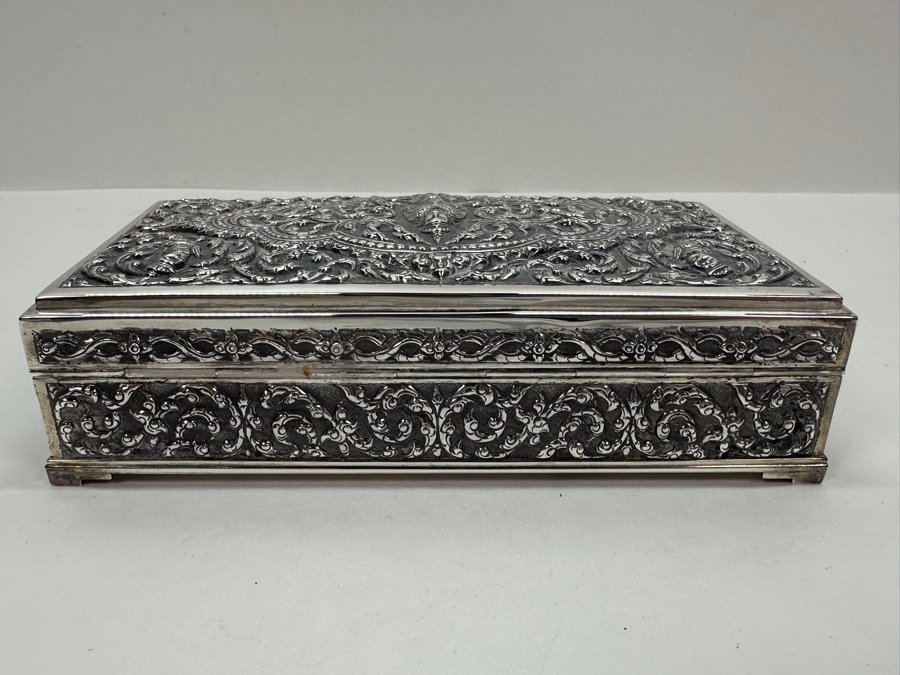 Stunning Vintage Repousse Sterling Silver Box From Thailand Made In Siam Presented To Hsuan Owyang May 1967 6.25W X 3.5D X 2H 385g [Photo 8]