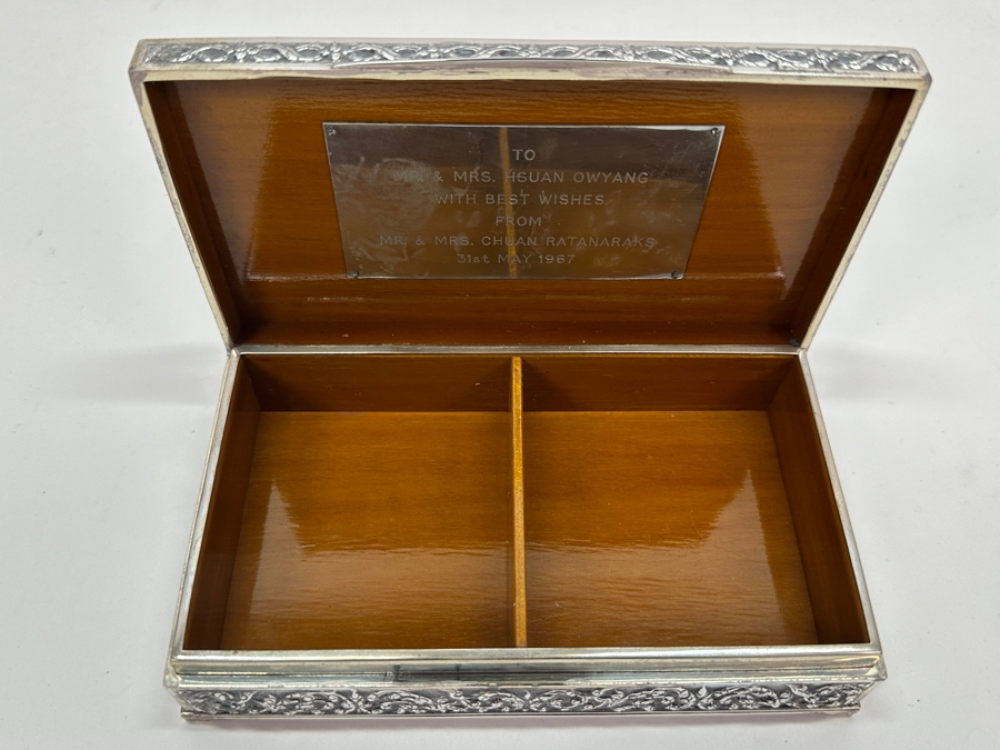 Stunning Vintage Repousse Sterling Silver Box From Thailand Made In Siam Presented To Hsuan Owyang May 1967 6.25W X 3.5D X 2H 385g [Photo 11]