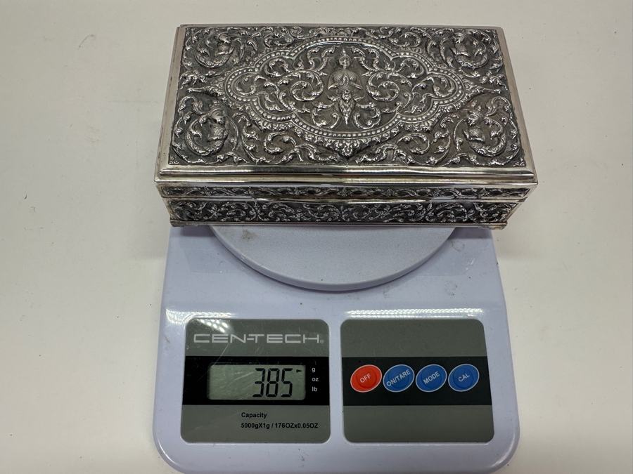 Stunning Vintage Repousse Sterling Silver Box From Thailand Made In Siam Presented To Hsuan Owyang May 1967 6.25W X 3.5D X 2H 385g [Photo 17]
